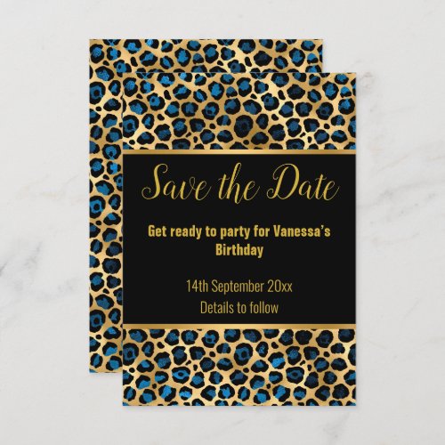 BLACK BLUE LEOPARD SAVE THE DATE 2 RSVP