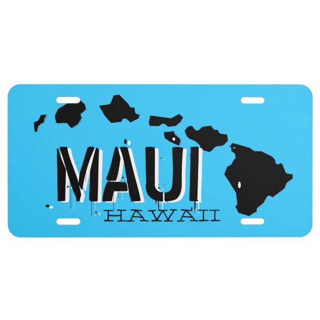 Black blue Maui Hawaii license plate cover | Zazzle
