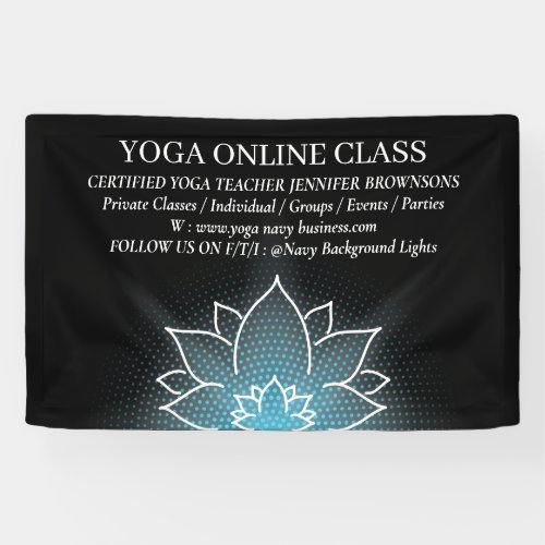 Black Blue Meditation Salon Yoga Lotus Banner