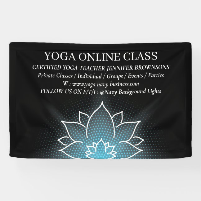 Black Blue Meditation Salon Yoga Lotus Banner