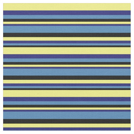 Black, Blue, Midnight Blue, and Yellow Lines Fabric
