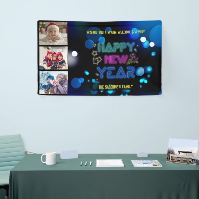 Black & Blue Midnight Sparkle Neon Glow New Year  Banner (Tradeshow)