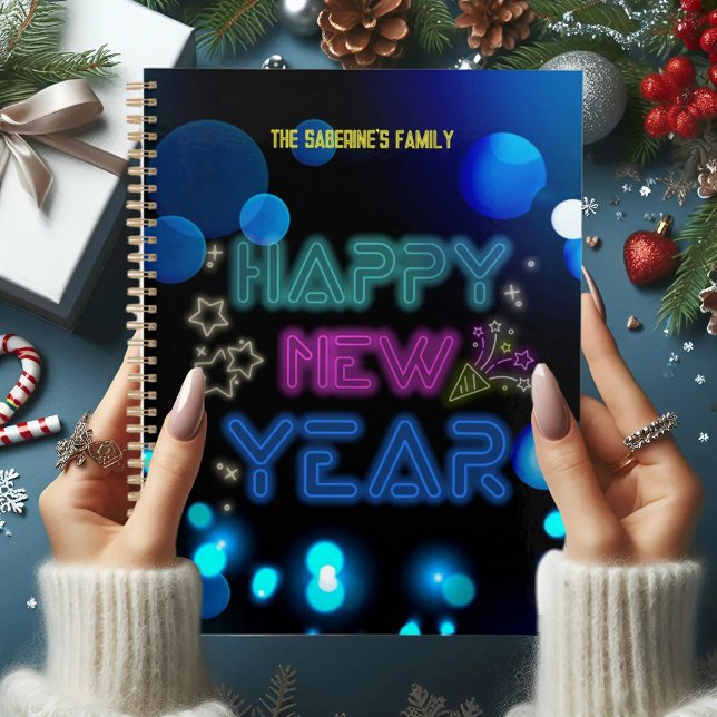 Black & Blue Midnight Sparkle Neon Glow New Year  Planner (Creator Uploaded)