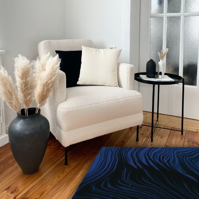 Black & Blue Modern Contemporary Abstract Area  Rug (Black & Blue Modern Contemporary Abstract Area Rug)