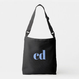 Black blue monogram initials elegant modern crossbody bag