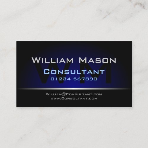Black Blue Monogram Professional - Business Card