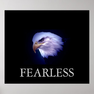 Black & Blue Motivational Fearless Eagle Poster