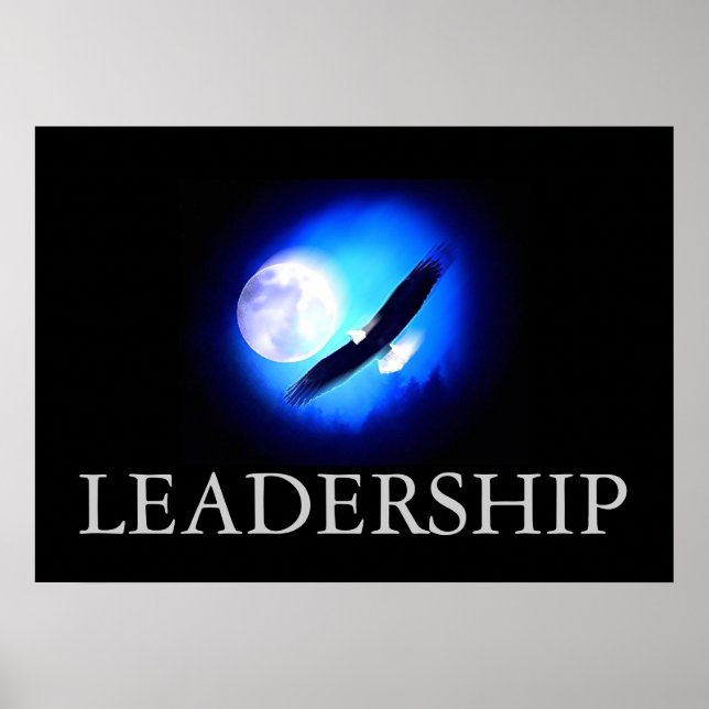 Black & Blue Motivational Leadership Eagle Poster (Front)