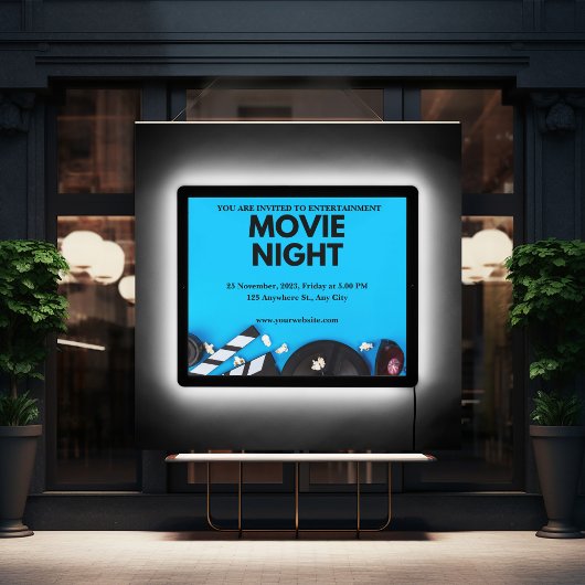 Black & Blue Movie night LED Sign