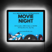 Black & Blue Movie night LED Sign (Front)