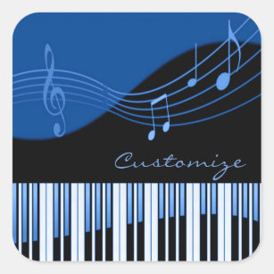 Black & Blue Musical Melody Square Sticker