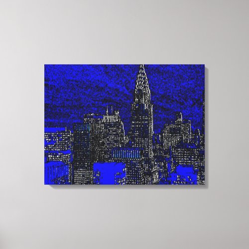 Black Blue New York City Pop Art Canvas Print