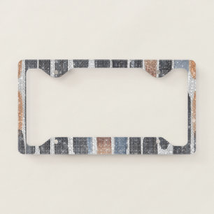Black Blue Orange Stripes Sparkle License Plate Frame