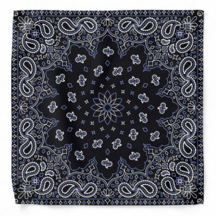 Black Blue Paisley Pattern Bandana
