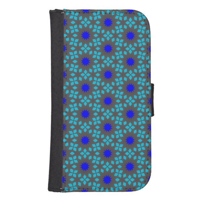 Black & blue pattern samsung galaxy wallet case (Front)