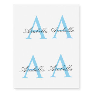  Black Blue  Personalized Monogram  Name  Temporary Tattoos