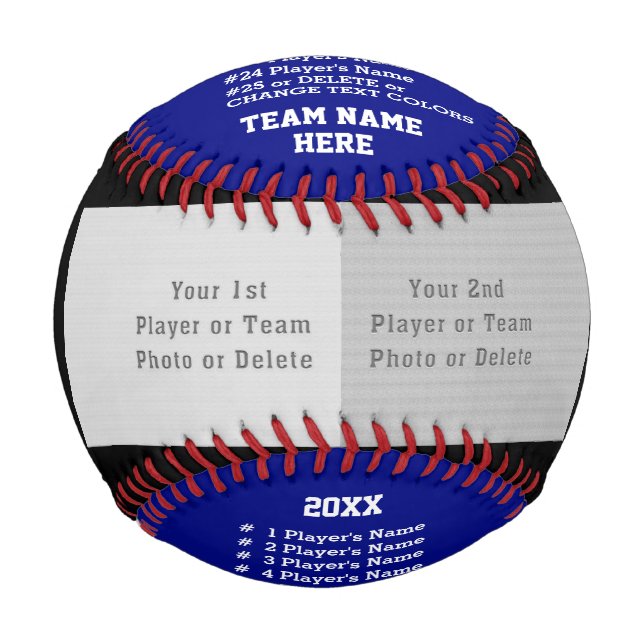 Black Blue, Personalized Photo Baseball, ANY COLOR Baseball (Front)
