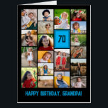Black Blue Photo Collage Happy Birthday Grandpa Card<br><div class="desc">Wish grandpa a happy birthday with this jumbo photo collage birthday card to which you can add 19 photos of the grand kids, and grandpa's age in big black numbers against a blue background. Blue and black jumbo photo collage birthday card to wish grandma a happy birthday personalized with his...</div>