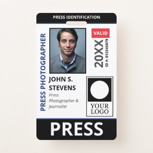 Black Blue Photo & Taller Logo Press ID Badge