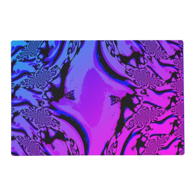 Black Blue Pink Purple Laminated Placemat (Front)
