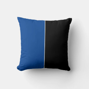 Black & Blue Plain Simple Colors Throw Pillow