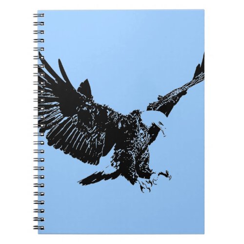 Black  Blue Pop Art Eagle Notebook