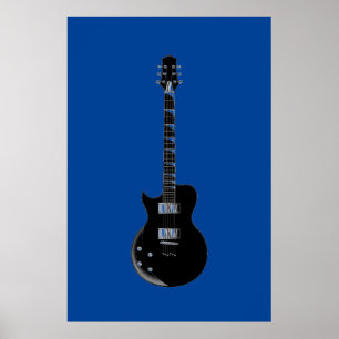 Black Blue Pop Art Electric Guitar Poster