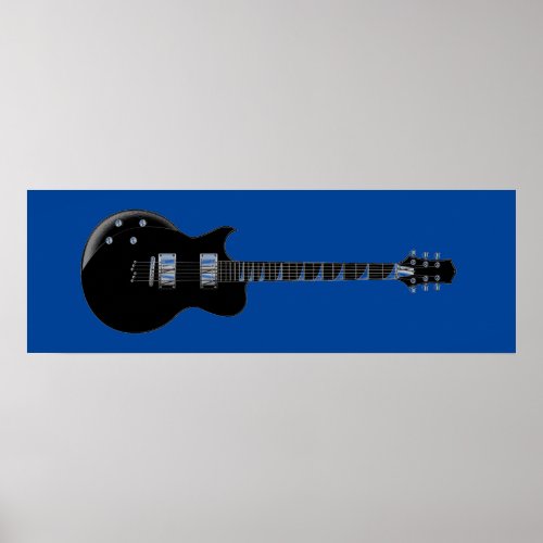 Black Blue Pop Art Electric Guitar Print