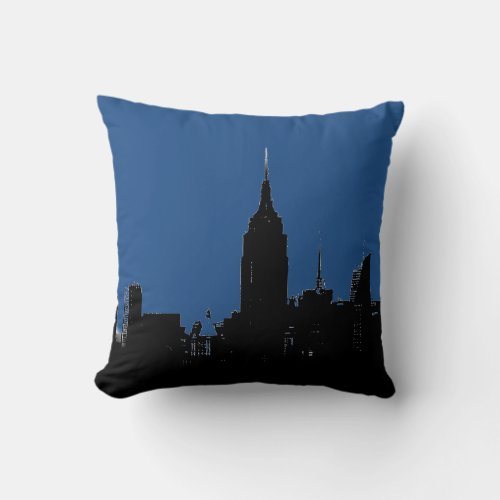 Black Blue Pop Art New York Night Throw Pillow