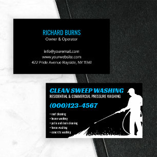 Black Blue Pressure Washing Cleaner Business Card