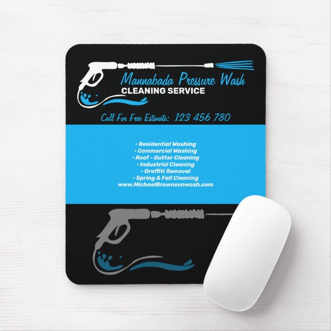 Black Blue Pressure Washing Water Cleaning Pro Mouse Pad