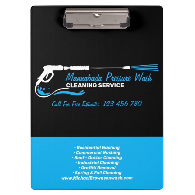 Black Blue Pressure Washing Water Spray Clipboard