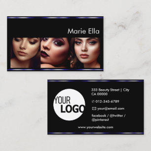 Black Blue Product Labels with Logo Photos Decent Business Card