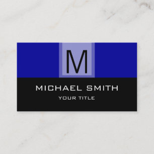 Black Blue Professional Monogram Business Card