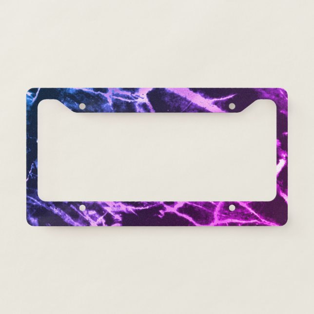 Black, Blue & Purple Marble License Plate Frame (Front)