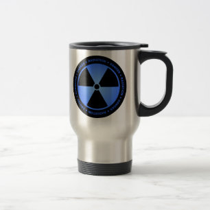 Black & Blue Radiation Symbol Mug w/ Text