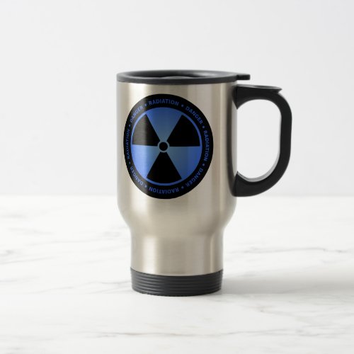 Black  Blue Radiation Symbol Mug w Text