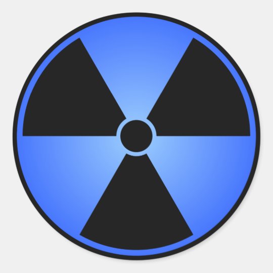 Black & Blue Radiation Symbol Sticker | Zazzle