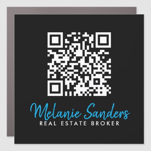 BLACK Blue REAL ESTATE QR Code Car Magnet  