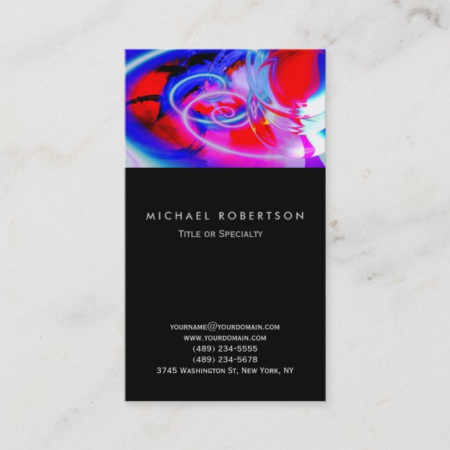 Black Blue Red Abstract Consultant Business Card (Front)