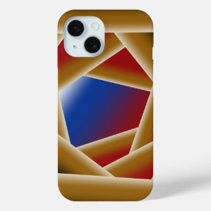 Black Blue Red Gold Ombre Abyss Abstract Art iPhone 15 Case