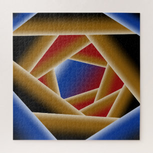 Black Blue Red Gold Ombre Abyss Abstract Art Jigsaw Puzzle