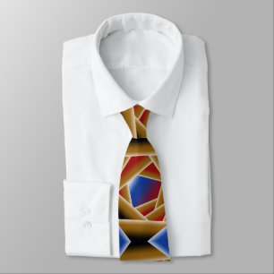 Black Blue Red Gold Ombre Abyss Abstract Art  Neck Tie