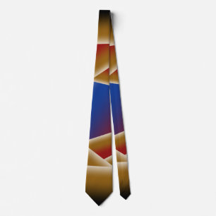 Black Blue Red Gold Ombre Abyss Abstract Art Neck Tie