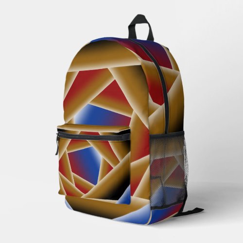 Black Blue Red Gold Ombre Abyss Abstract Art Printed Backpack