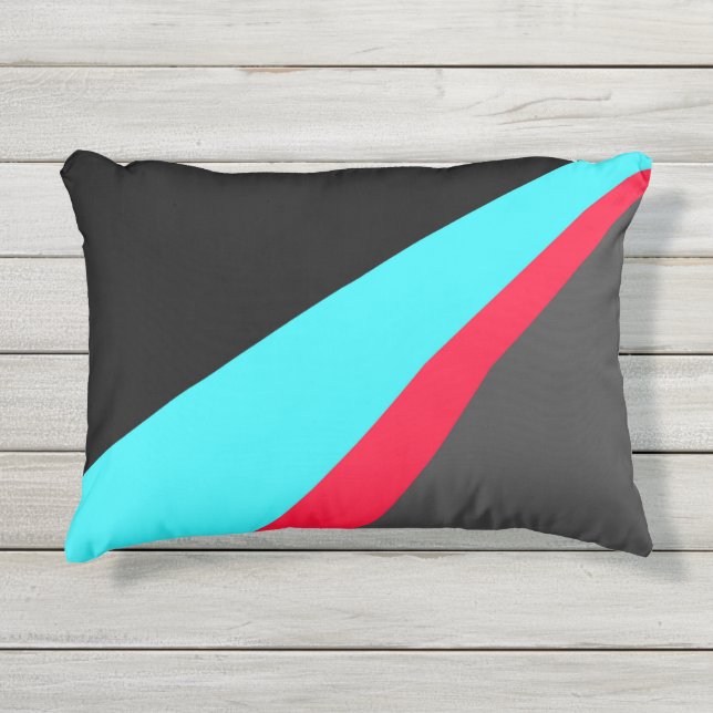 Black Blue Red Gray Pattern Outdoor Pillow (Front)