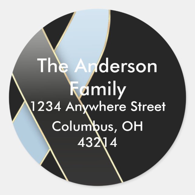 Black & Blue Ribbon Address Labels (Front)
