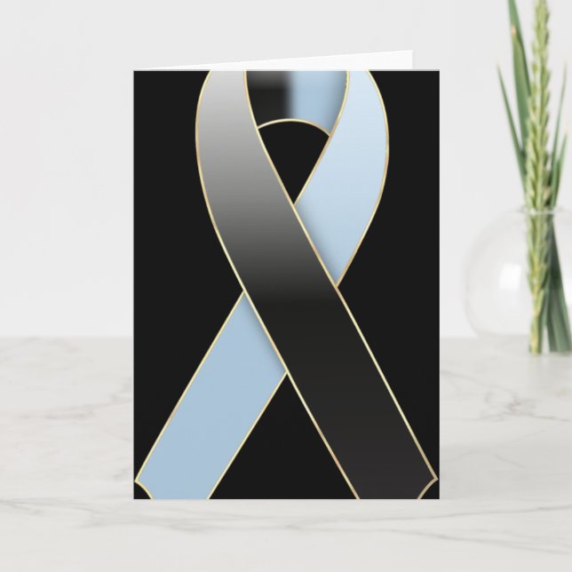 Black & Blue Ribbon Awareness Blank Greeting Card (Front)