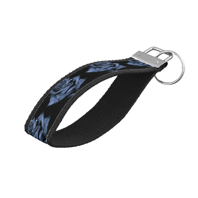black blue rose wrist keychain (Angled Up)