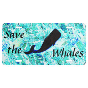 black/blue Save the Whales License Plate